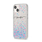 Personalised Confetti Hearts iPhone 14 Glitter Tough Case Starlight Angled Image