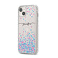 Personalised Confetti Hearts iPhone 14 Plus Clear Tough Case Starlight Angled Image