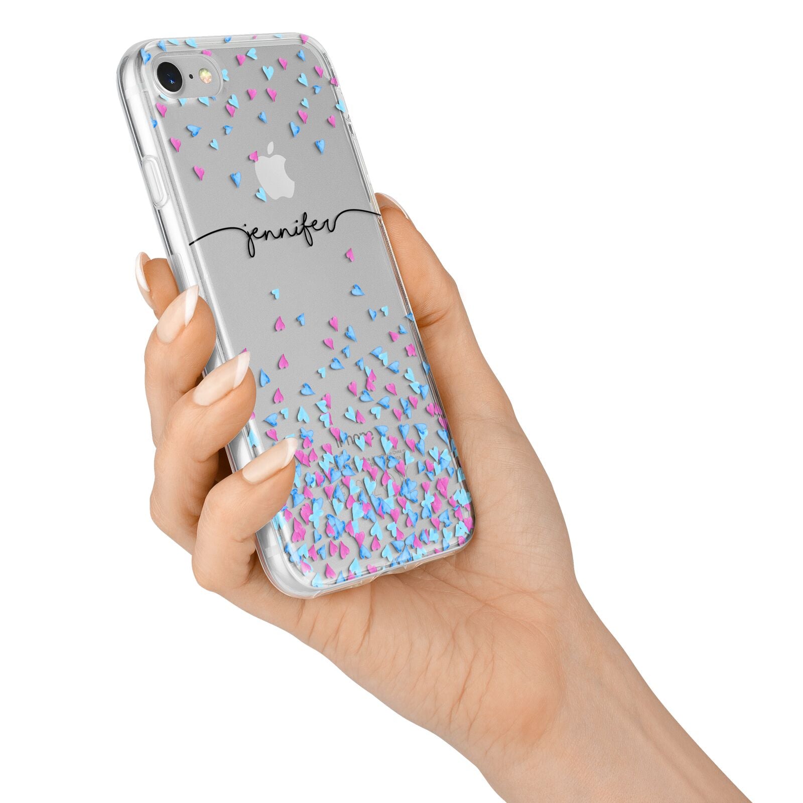 Personalised Confetti Hearts iPhone 7 Bumper Case on Silver iPhone Alternative Image