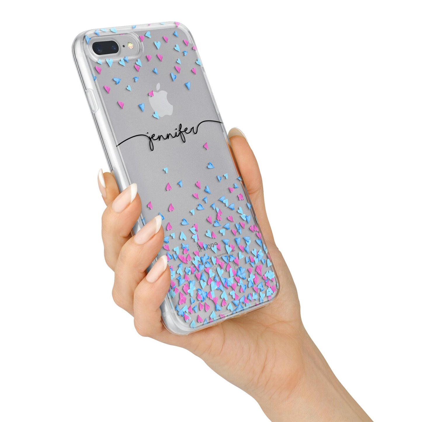 Personalised Confetti Hearts iPhone 7 Plus Bumper Case on Silver iPhone Alternative Image