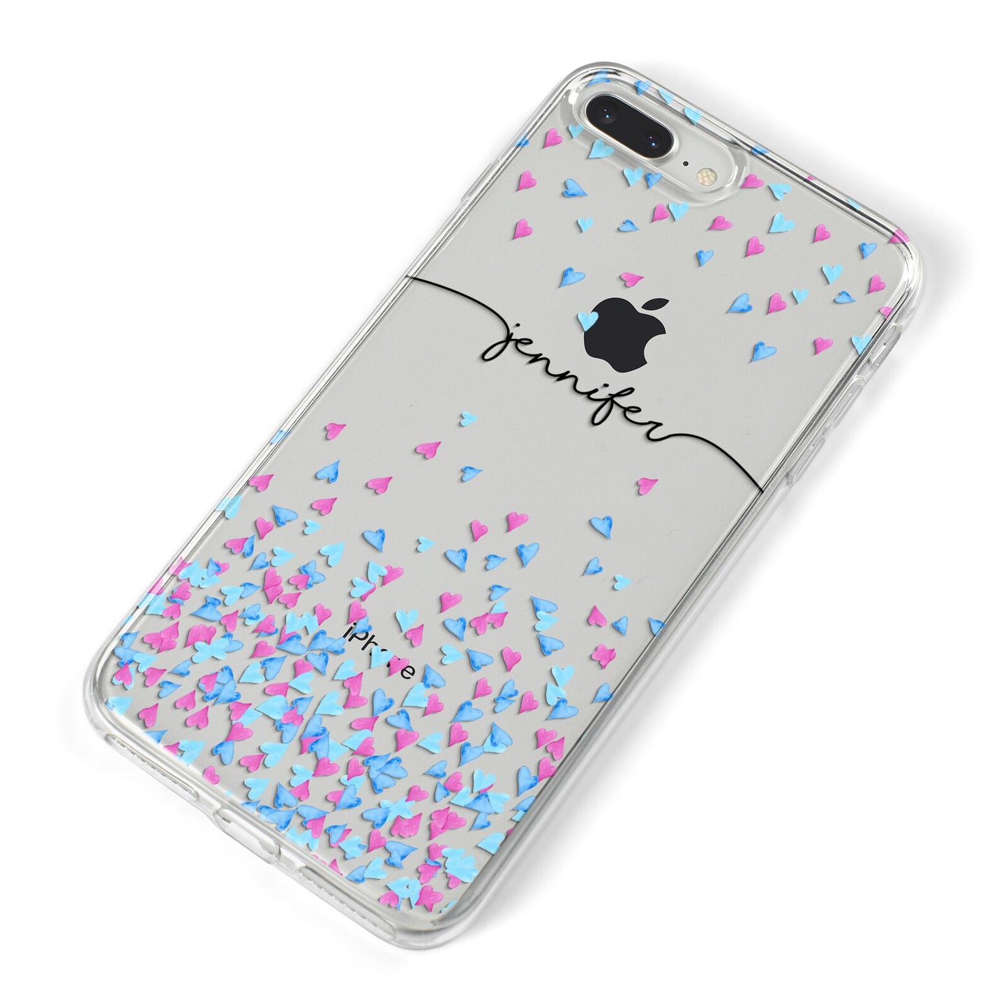 Personalised Confetti Hearts iPhone 8 Plus Bumper Case on Silver iPhone Alternative Image