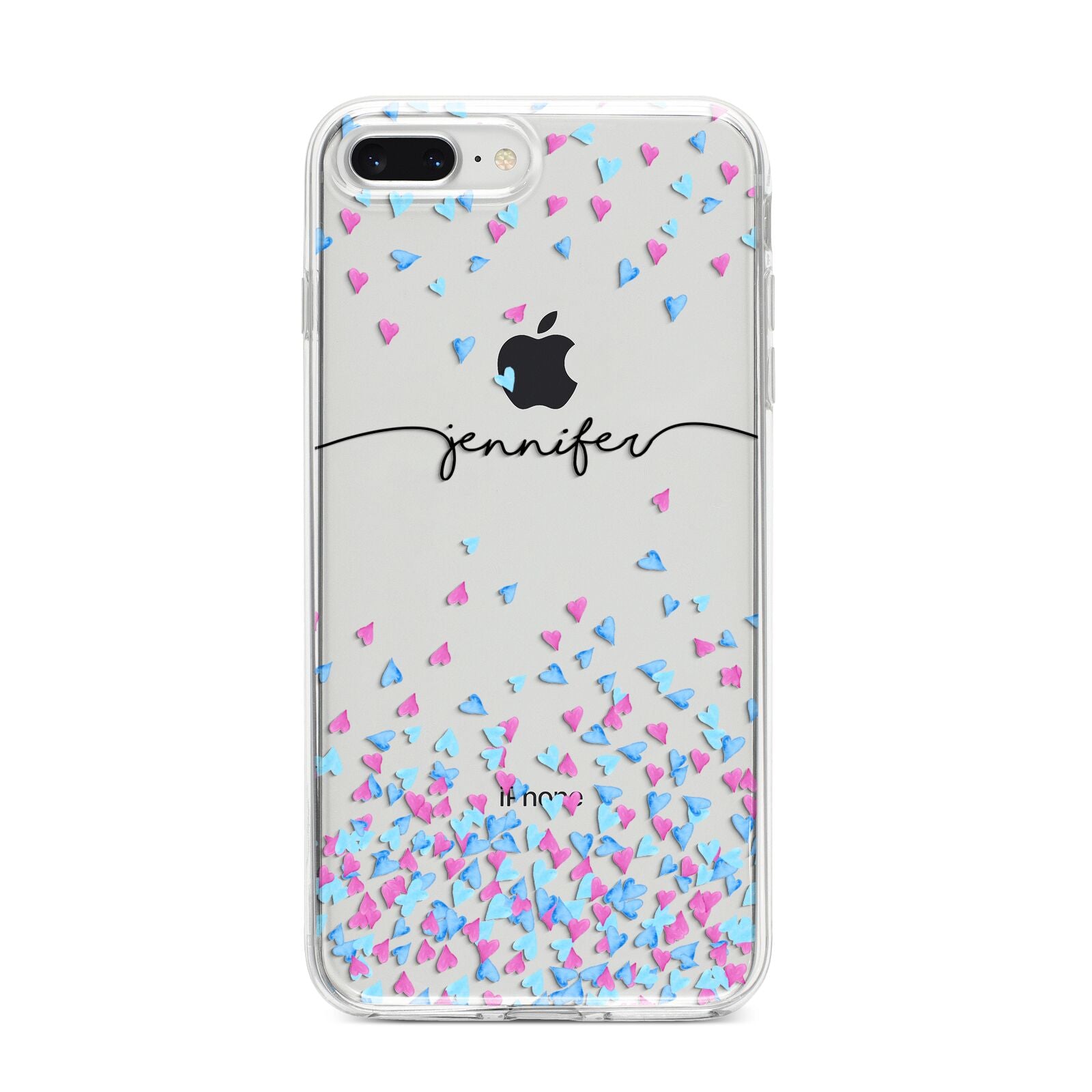 Personalised Confetti Hearts iPhone 8 Plus Bumper Case on Silver iPhone