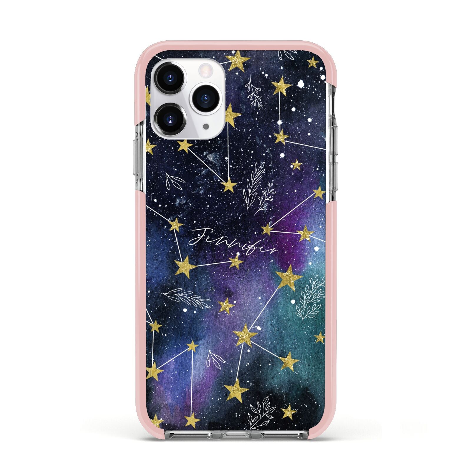 Personalised Constellation Apple iPhone 11 Pro in Silver with Pink Impact Case