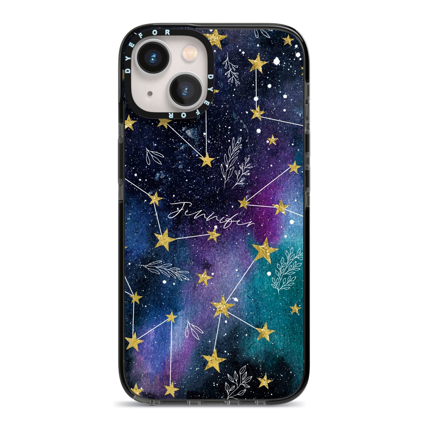 Personalised Constellation iPhone 13 Black Impact Case on Silver phone