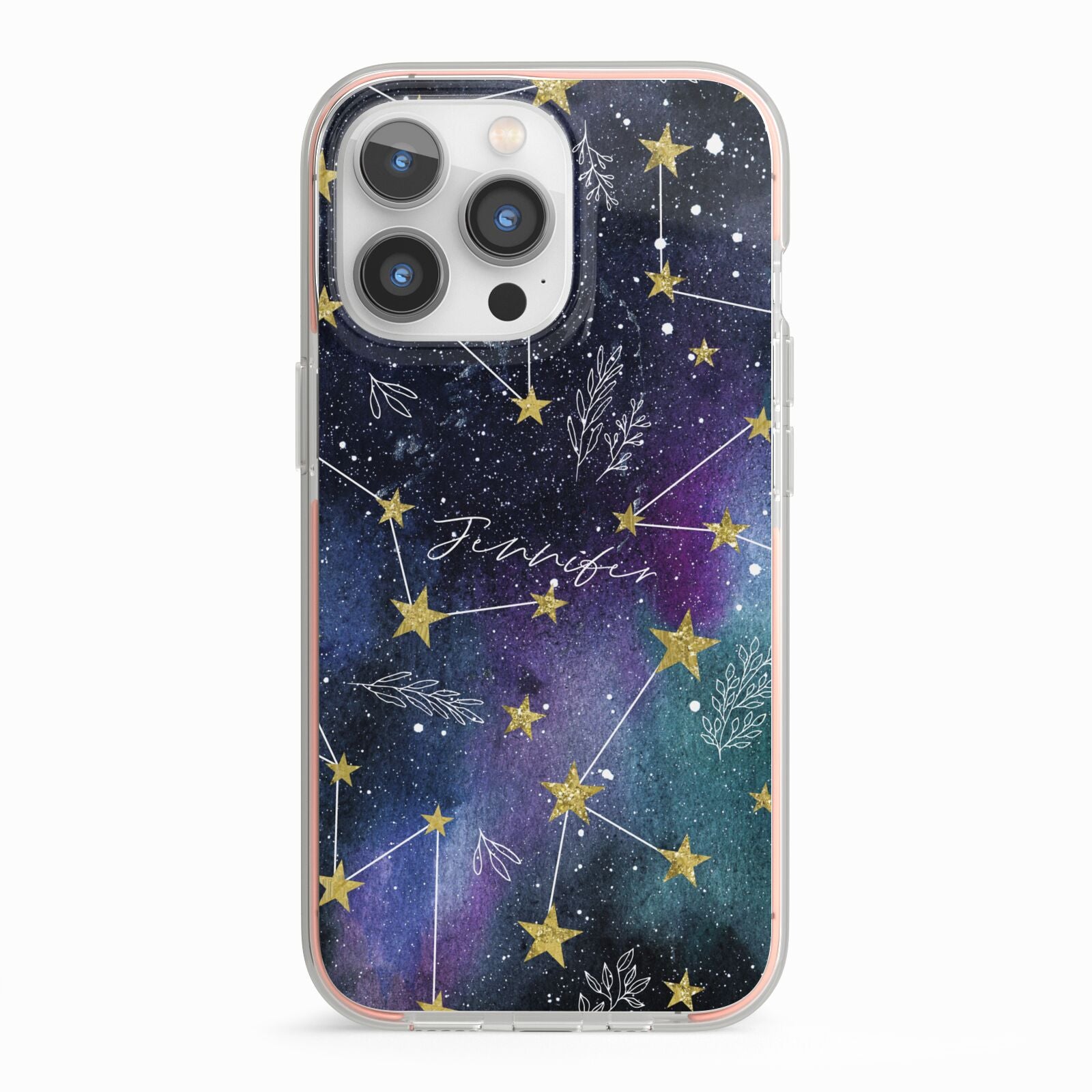Personalised Constellation iPhone 13 Pro TPU Impact Case with Pink Edges