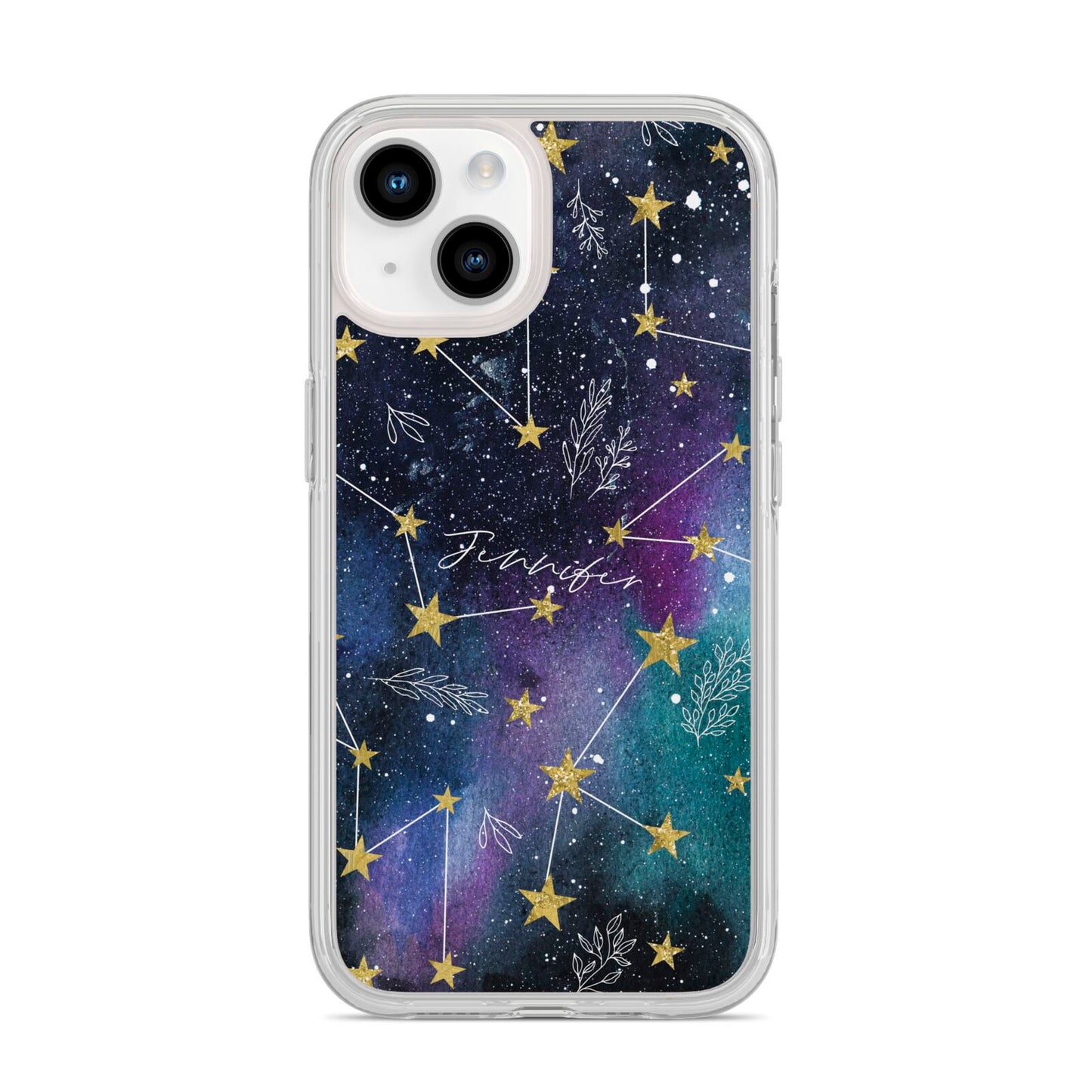 Personalised Constellation iPhone 14 Clear Tough Case Starlight