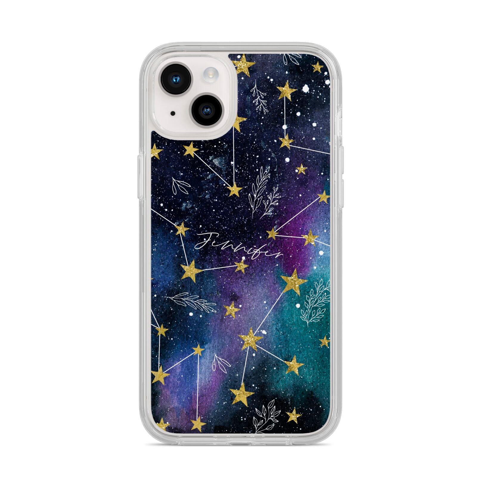 Personalised Constellation iPhone 14 Plus Clear Tough Case Starlight