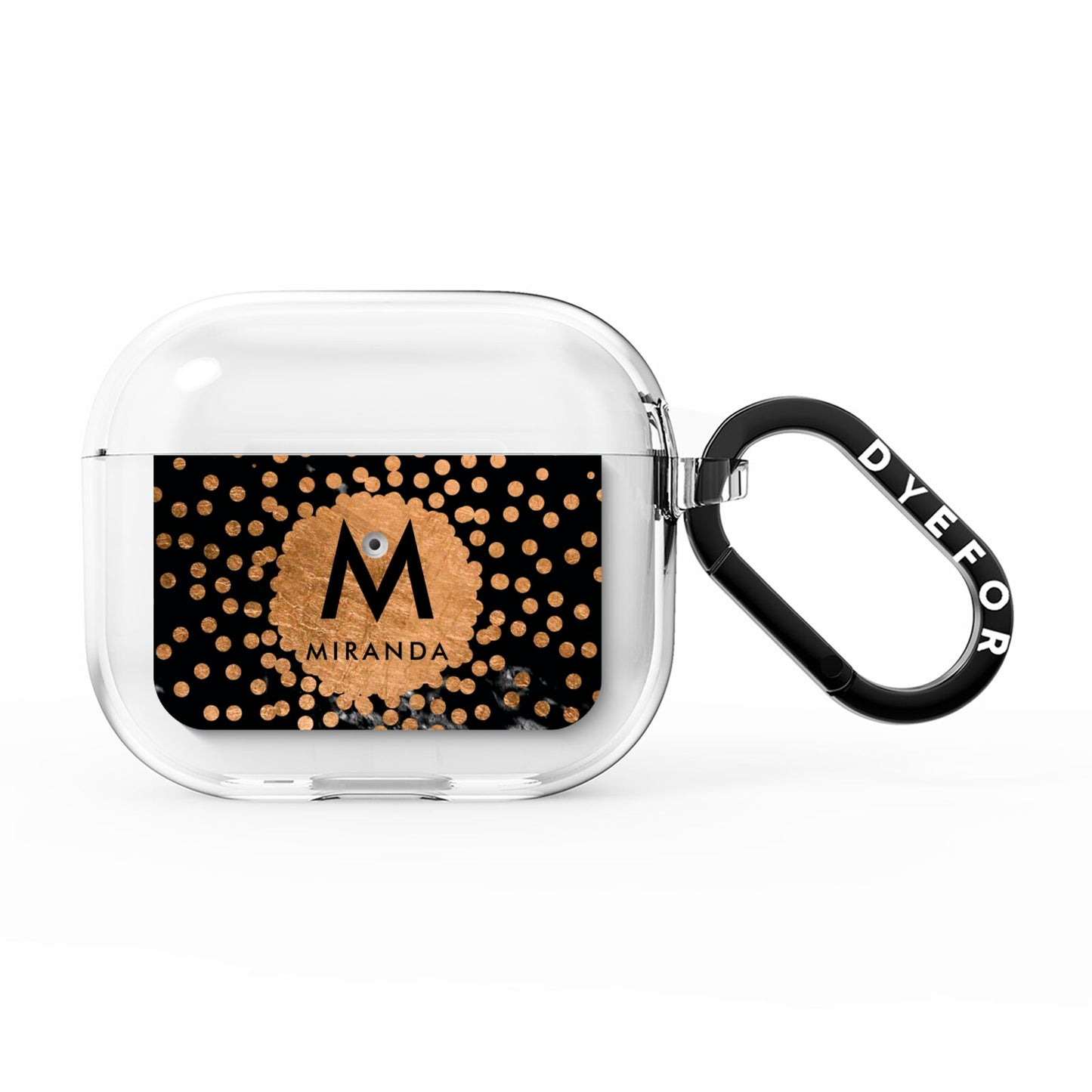 Personalised Copper Black Marble With Name AirPods Clear Case 3rd Gen
