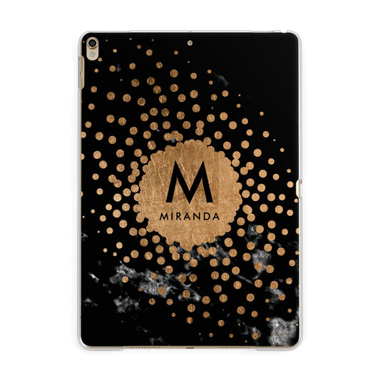 Personalised Copper Black Marble With Name Apple iPad Gold Case