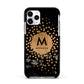 Personalised Copper Black Marble With Name Apple iPhone 11 Pro in Silver with Black Impact Case