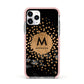 Personalised Copper Black Marble With Name Apple iPhone 11 Pro in Silver with Pink Impact Case