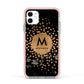 Personalised Copper Black Marble With Name Apple iPhone 11 in White with Pink Impact Case