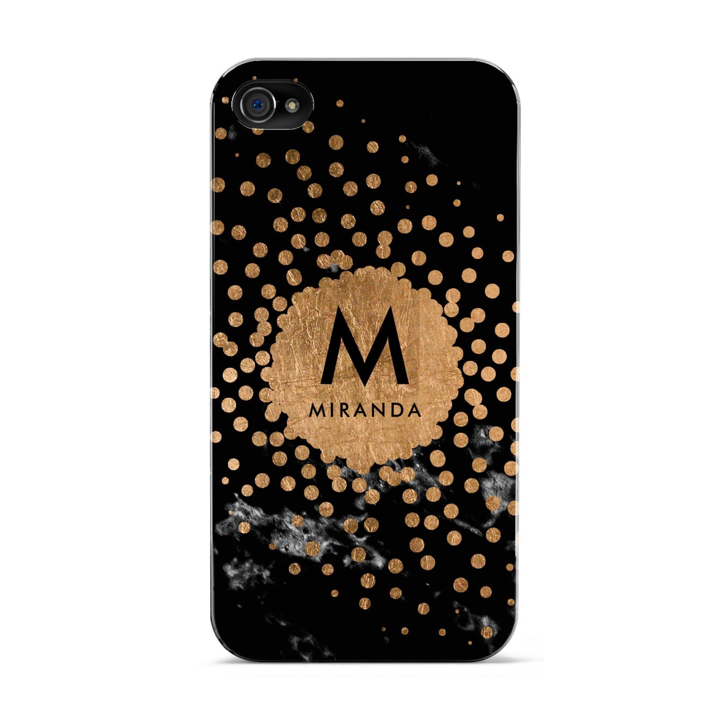 Personalised Copper Black Marble With Name Apple iPhone 4s Case