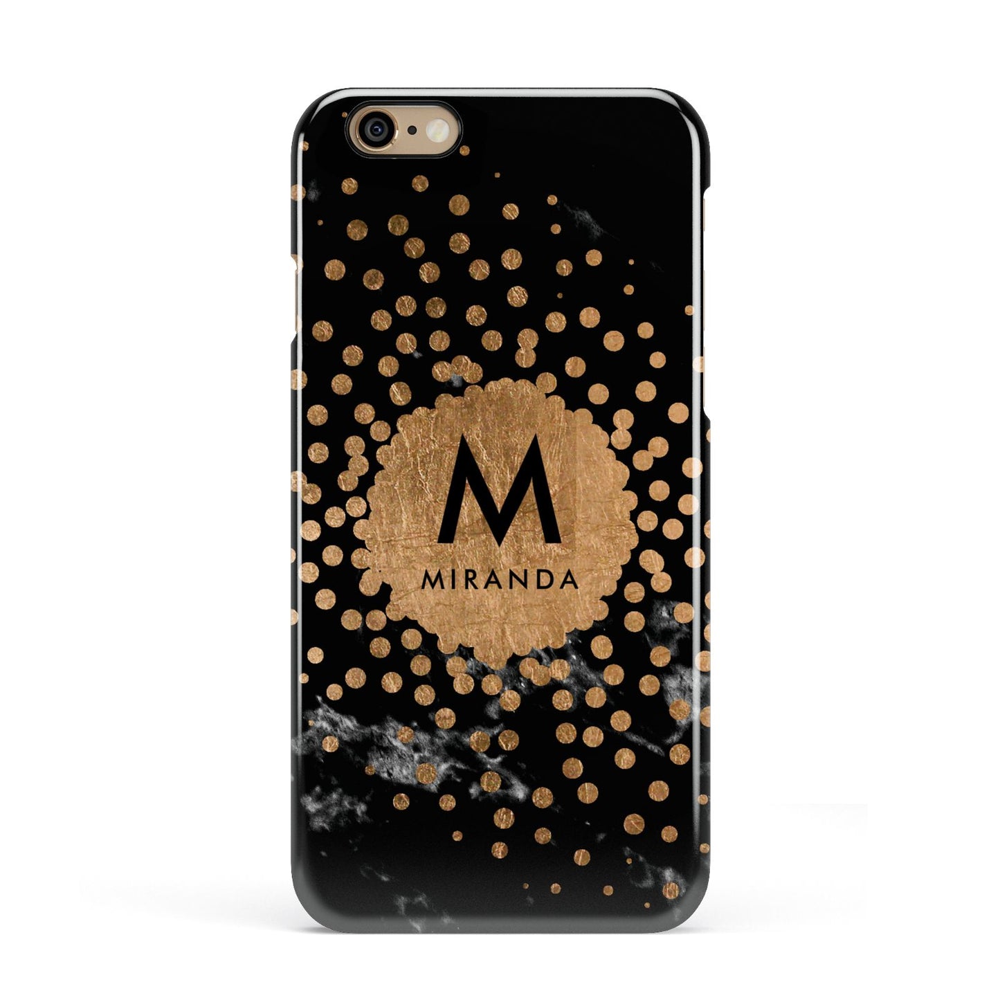 Personalised Copper Black Marble With Name Apple iPhone 6 3D Snap Case