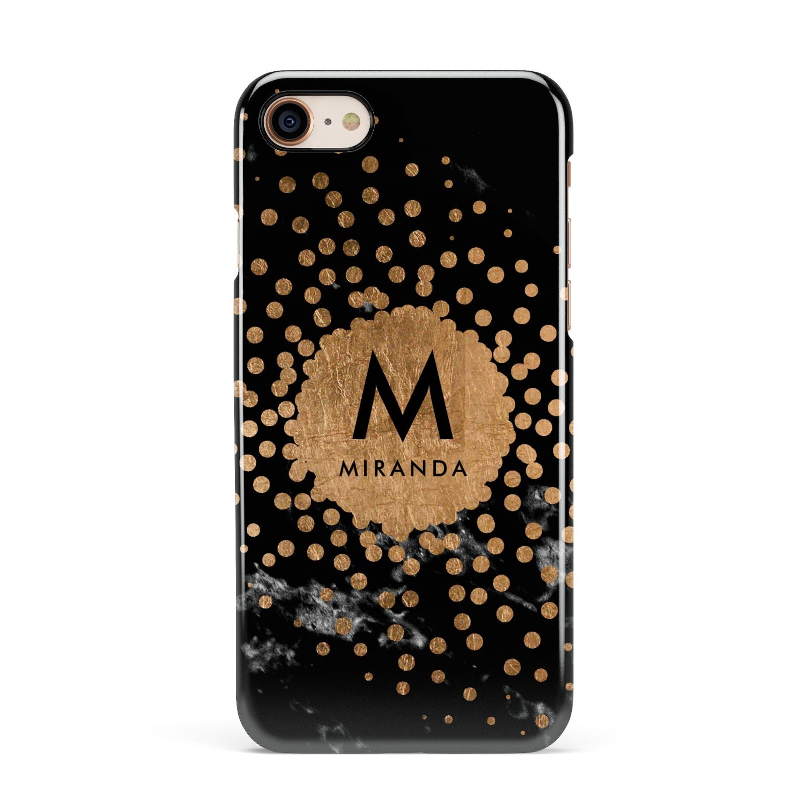 Personalised Copper Black Marble With Name Apple iPhone 7 8 3D Snap Case