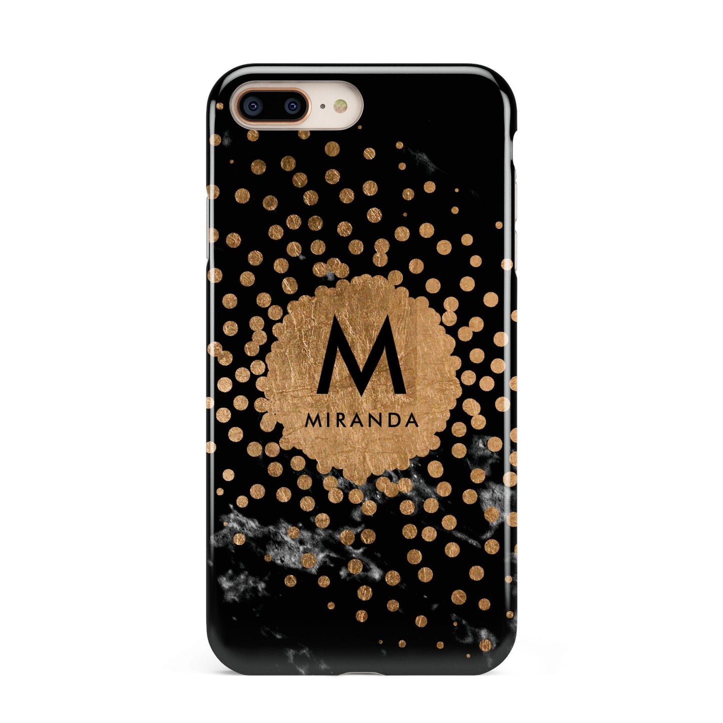 Personalised Copper Black Marble With Name Apple iPhone 7 8 Plus 3D Tough Case
