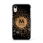 Personalised Copper Black Marble With Name Apple iPhone XR Impact Case Black Edge on Silver Phone