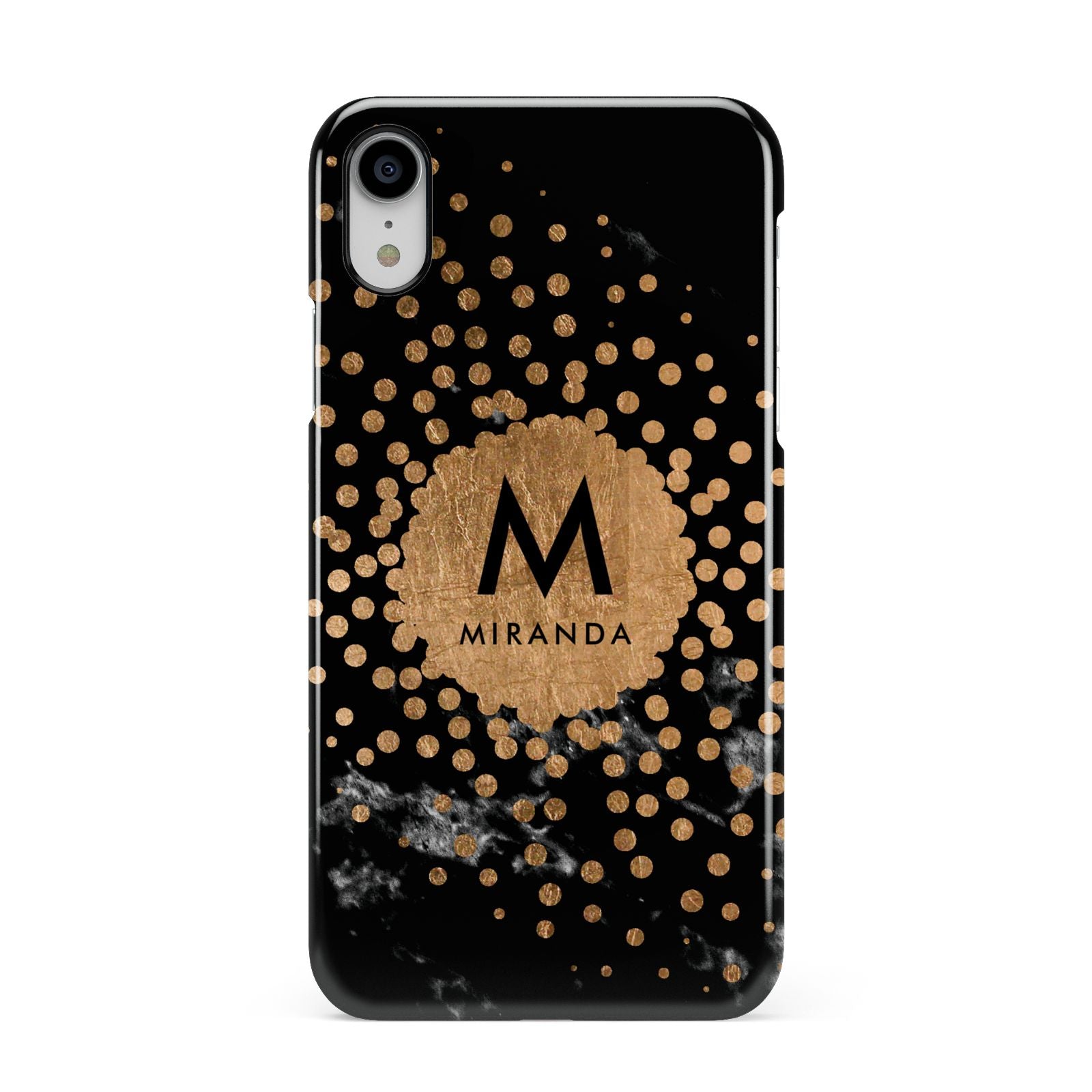 Personalised Copper Black Marble With Name Apple iPhone XR White 3D Snap Case