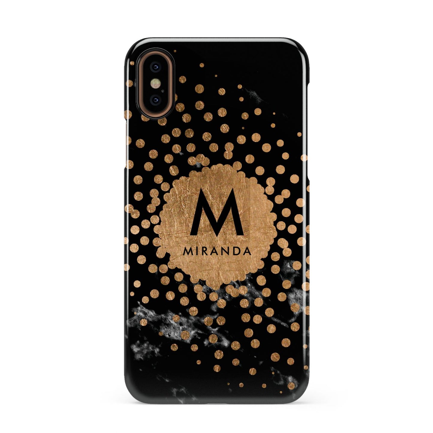 Personalised Copper Black Marble With Name Apple iPhone XS 3D Snap Case