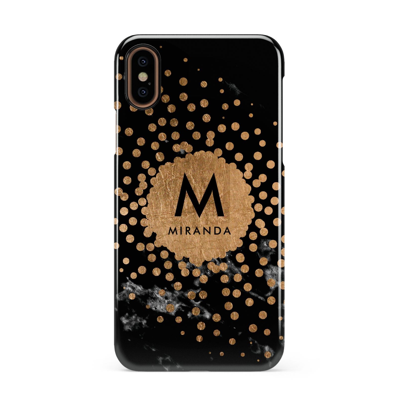 Personalised Copper Black Marble With Name Apple iPhone XS 3D Snap Case