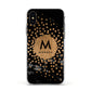 Personalised Copper Black Marble With Name Apple iPhone Xs Impact Case White Edge on Black Phone