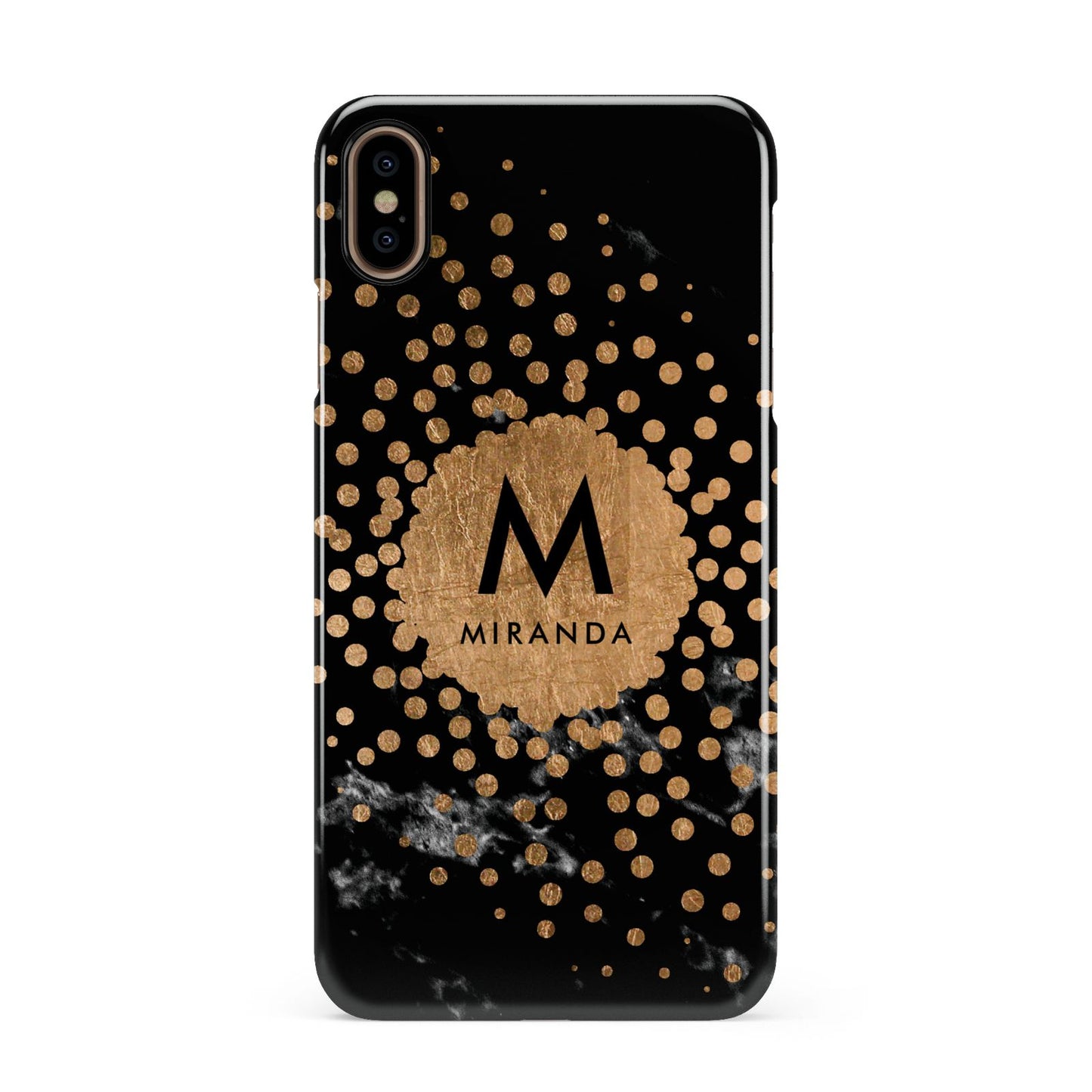 Personalised Copper Black Marble With Name Apple iPhone Xs Max 3D Snap Case