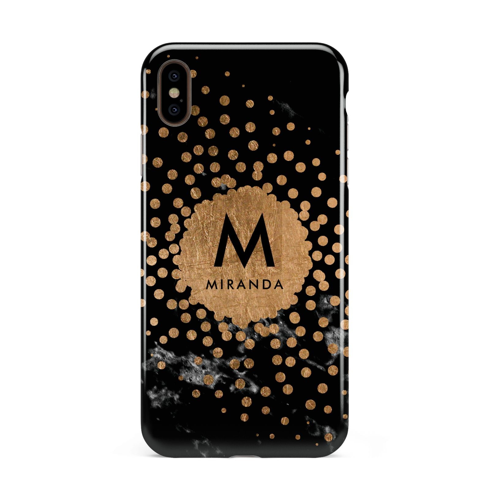 Personalised Copper Black Marble With Name Apple iPhone Xs Max 3D Tough Case
