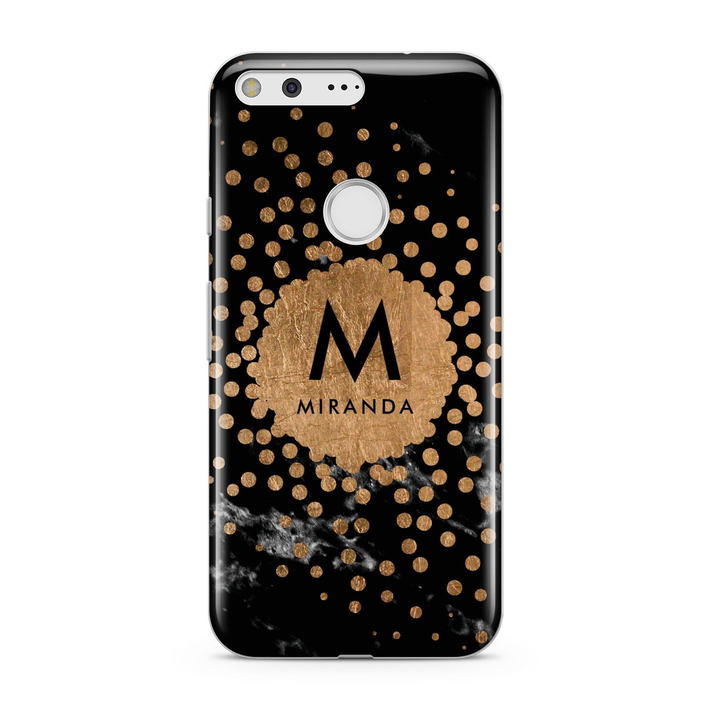 Personalised Copper Black Marble With Name Google Pixel Case
