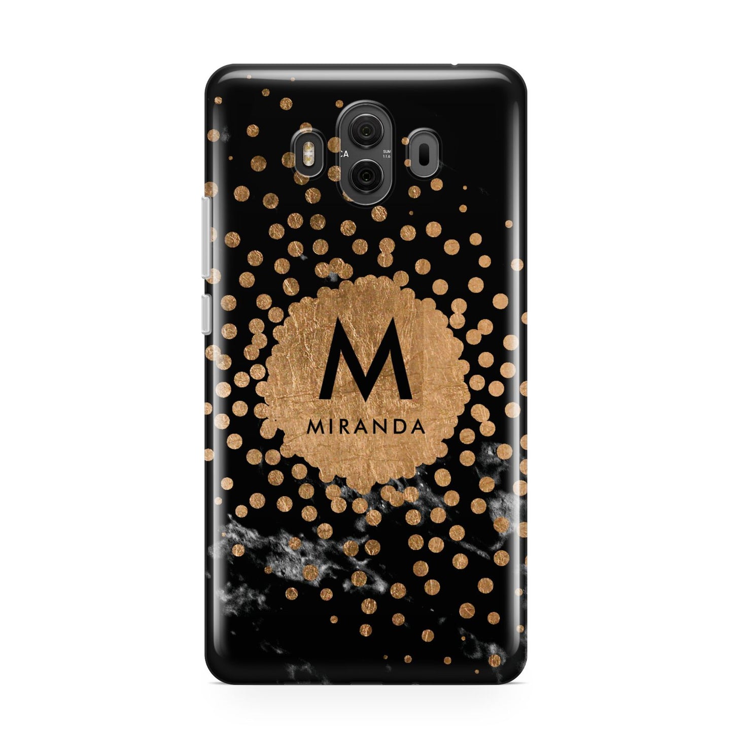 Personalised Copper Black Marble With Name Huawei Mate 10 Protective Phone Case