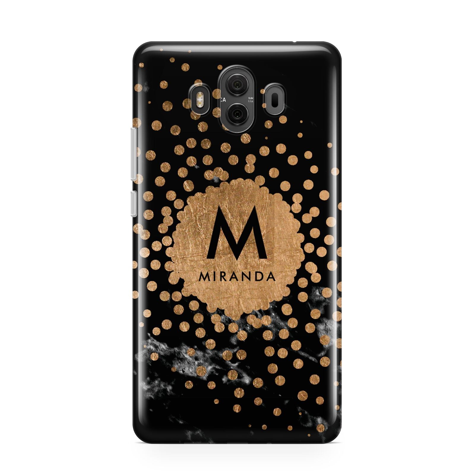 Personalised Copper Black Marble With Name Huawei Mate 10 Protective Phone Case