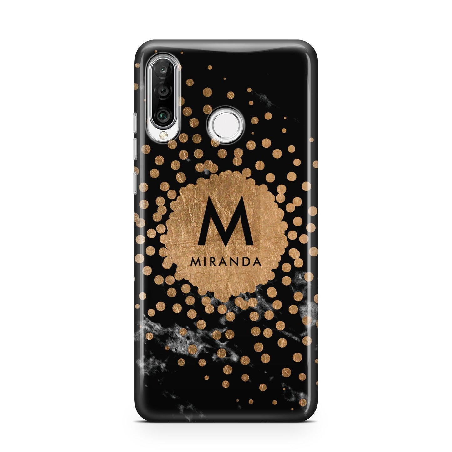 Personalised Copper Black Marble With Name Huawei P30 Lite Phone Case