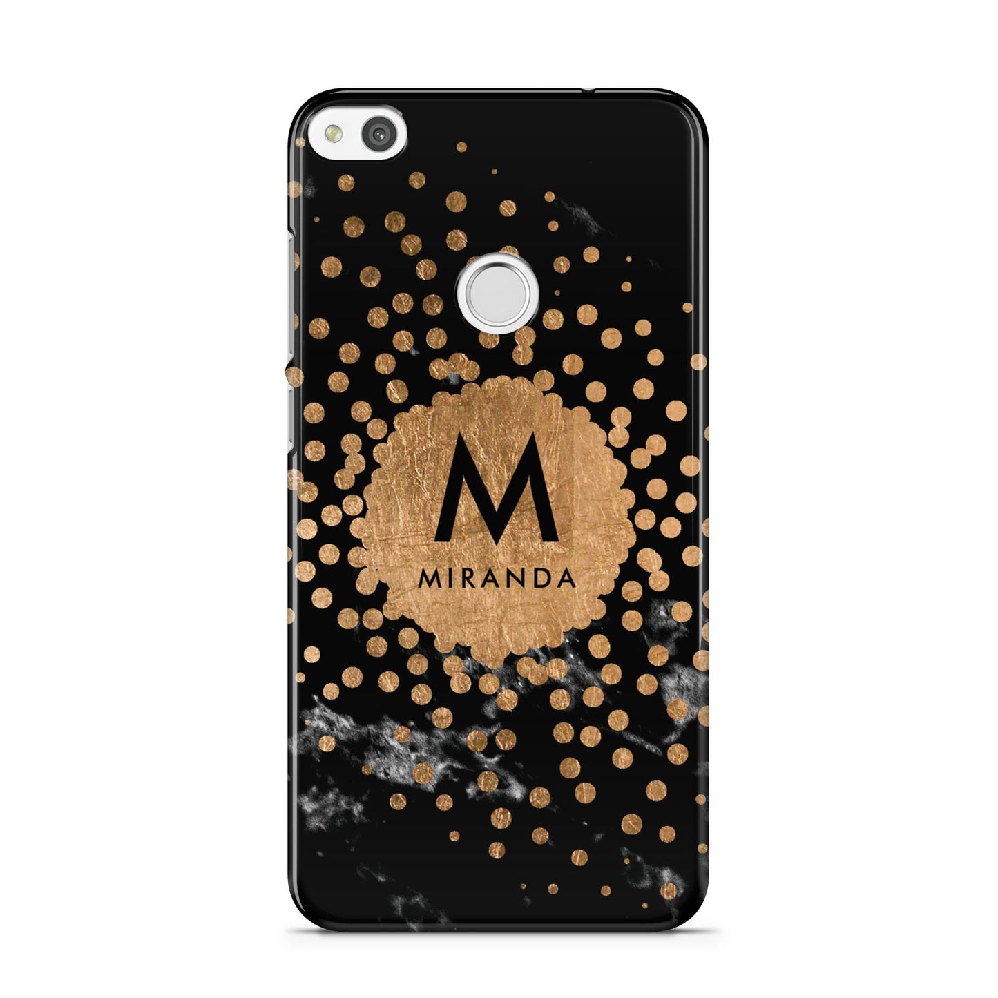 Personalised Copper Black Marble With Name Huawei P8 Lite Case