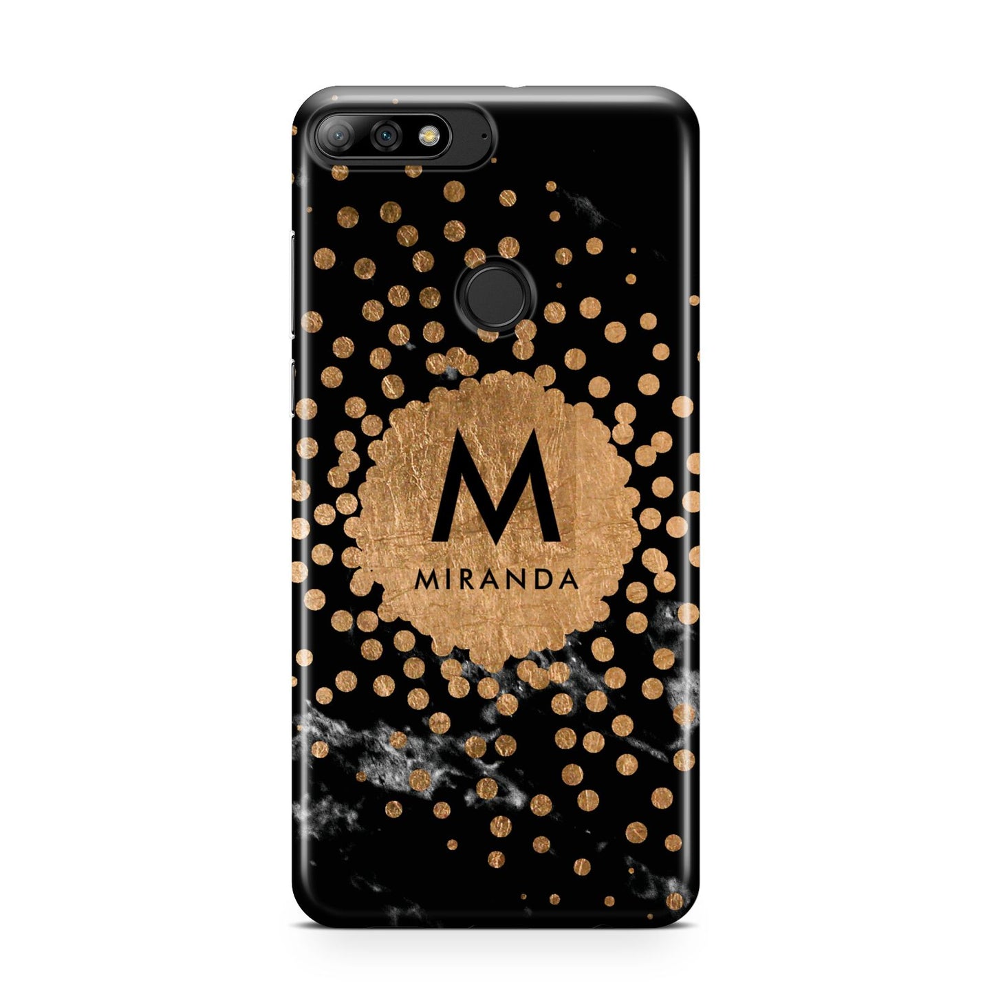 Personalised Copper Black Marble With Name Huawei Y7 2018