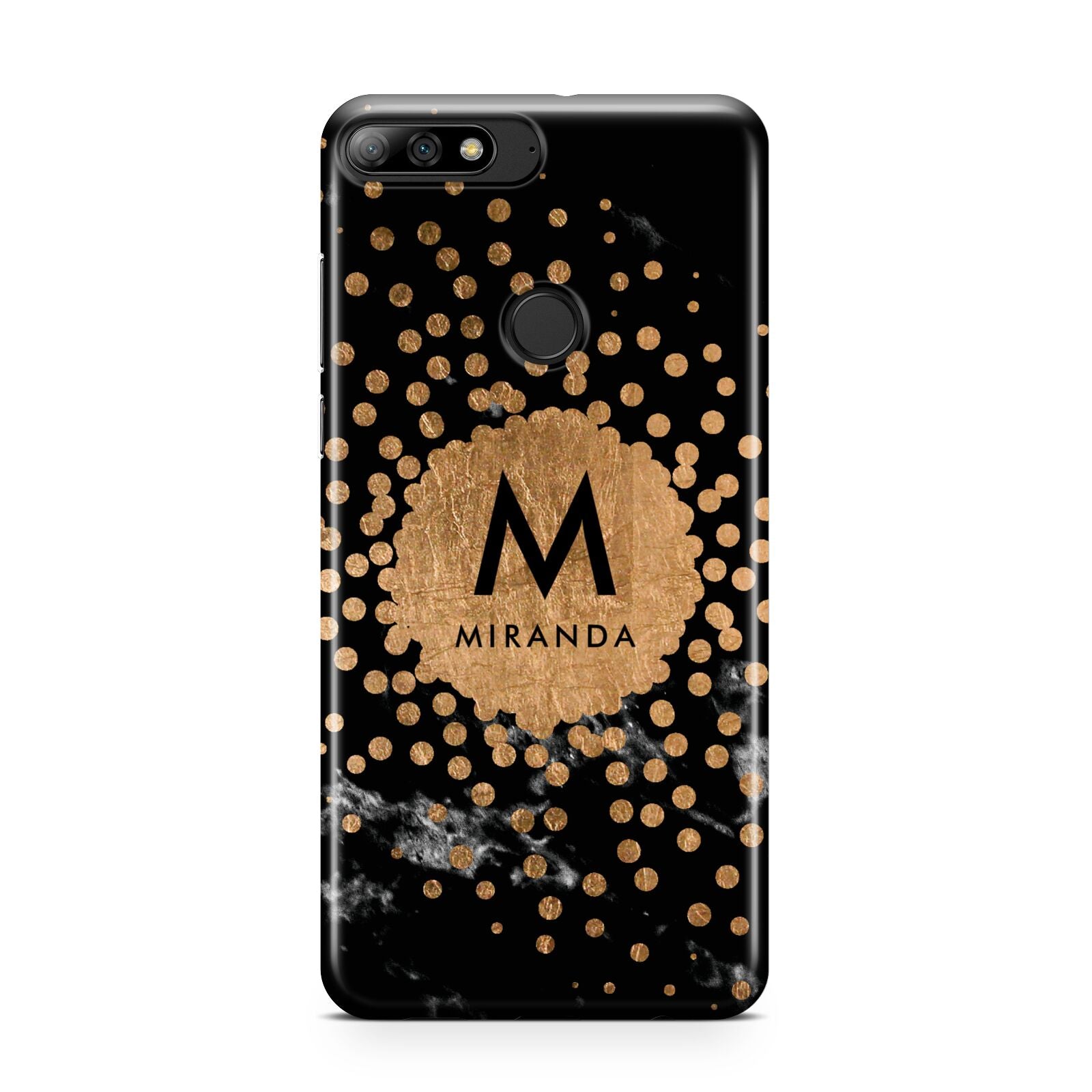 Personalised Copper Black Marble With Name Huawei Y7 2018