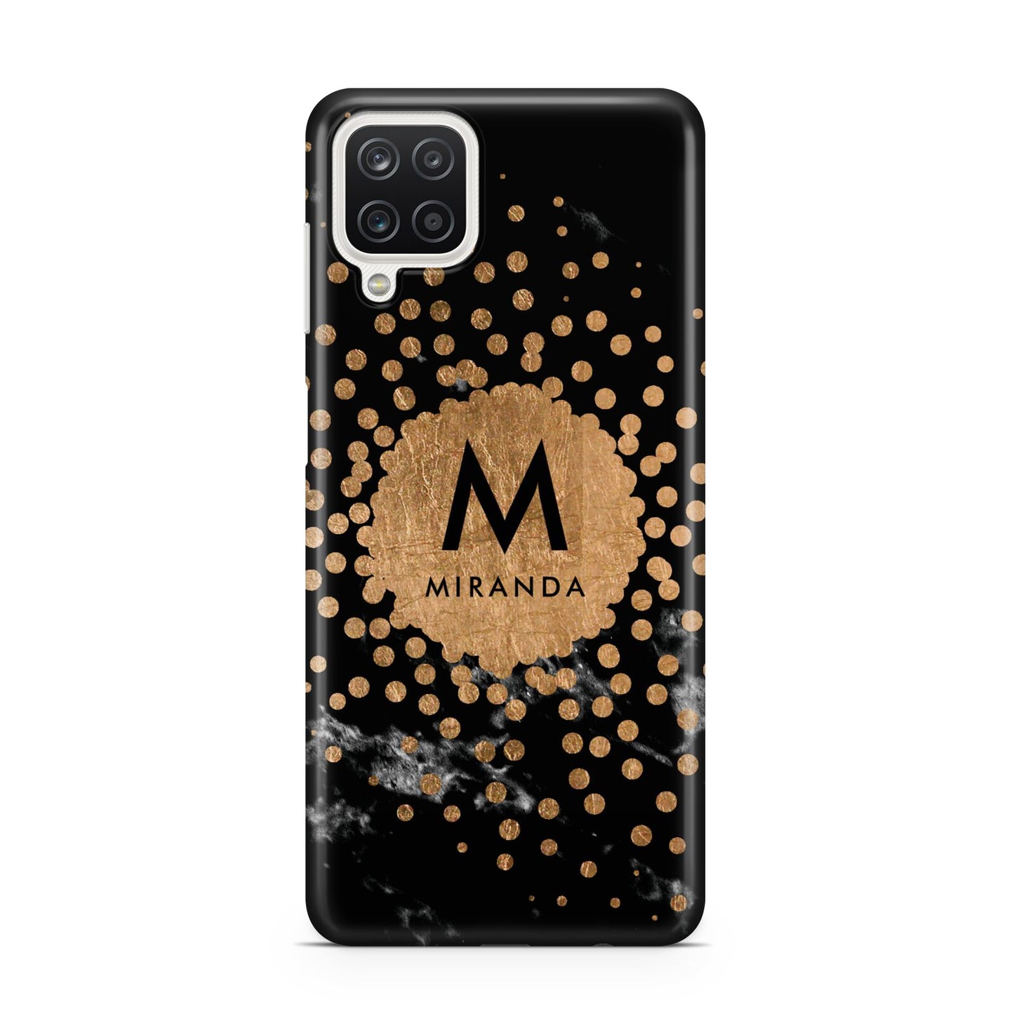 Personalised Copper Black Marble With Name Samsung A12 Case