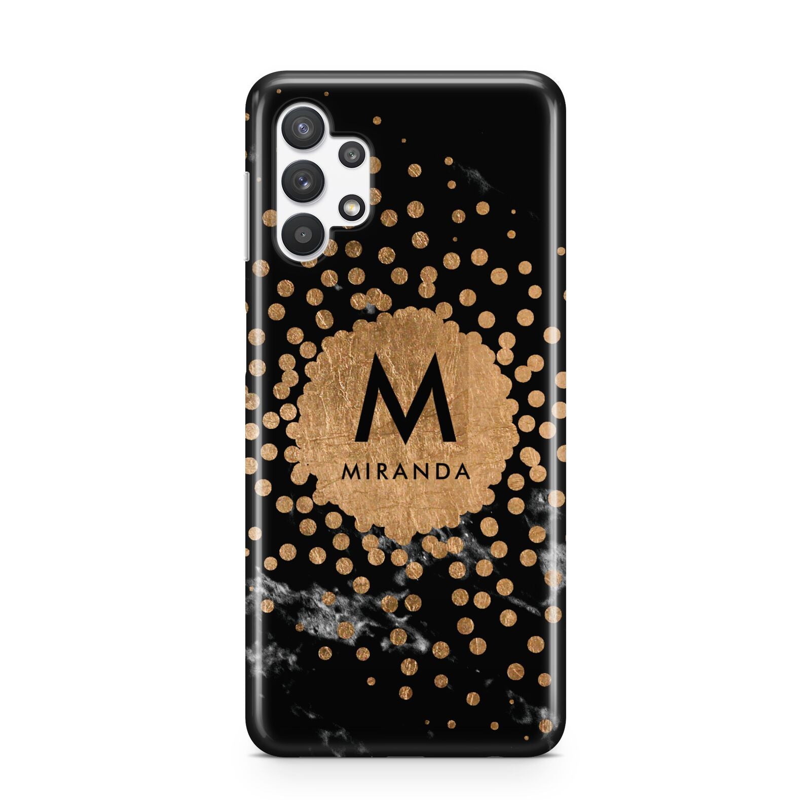 Personalised Copper Black Marble With Name Samsung A32 5G Case