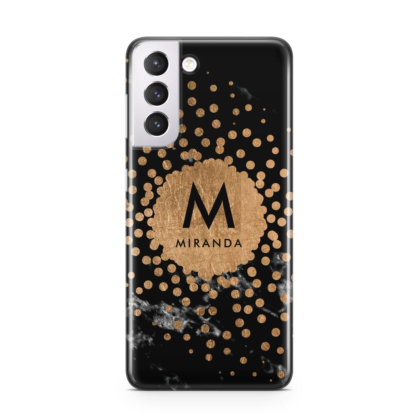 Personalised Copper Black Marble With Name Samsung S21 Case