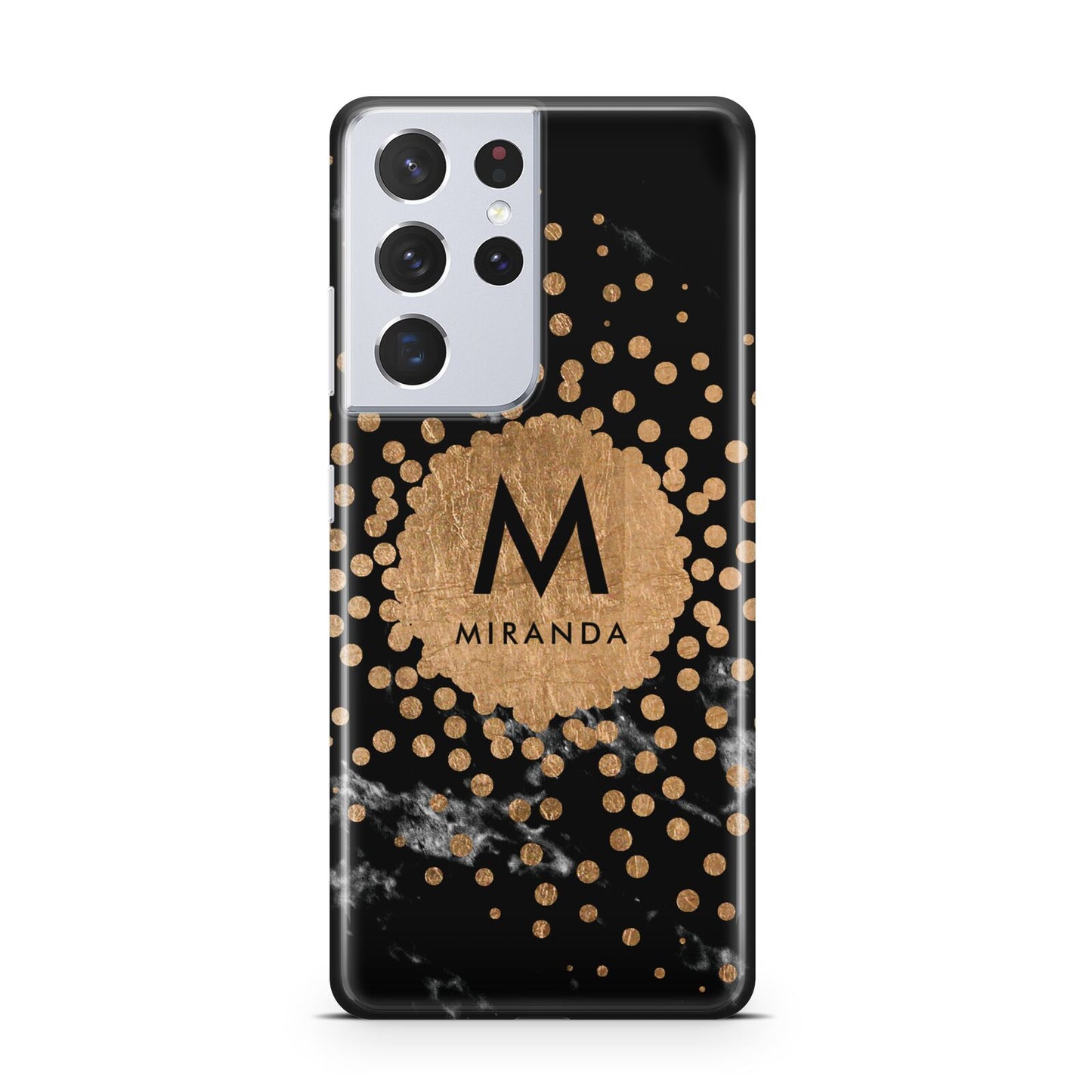 Personalised Copper Black Marble With Name Samsung S21 Ultra Case