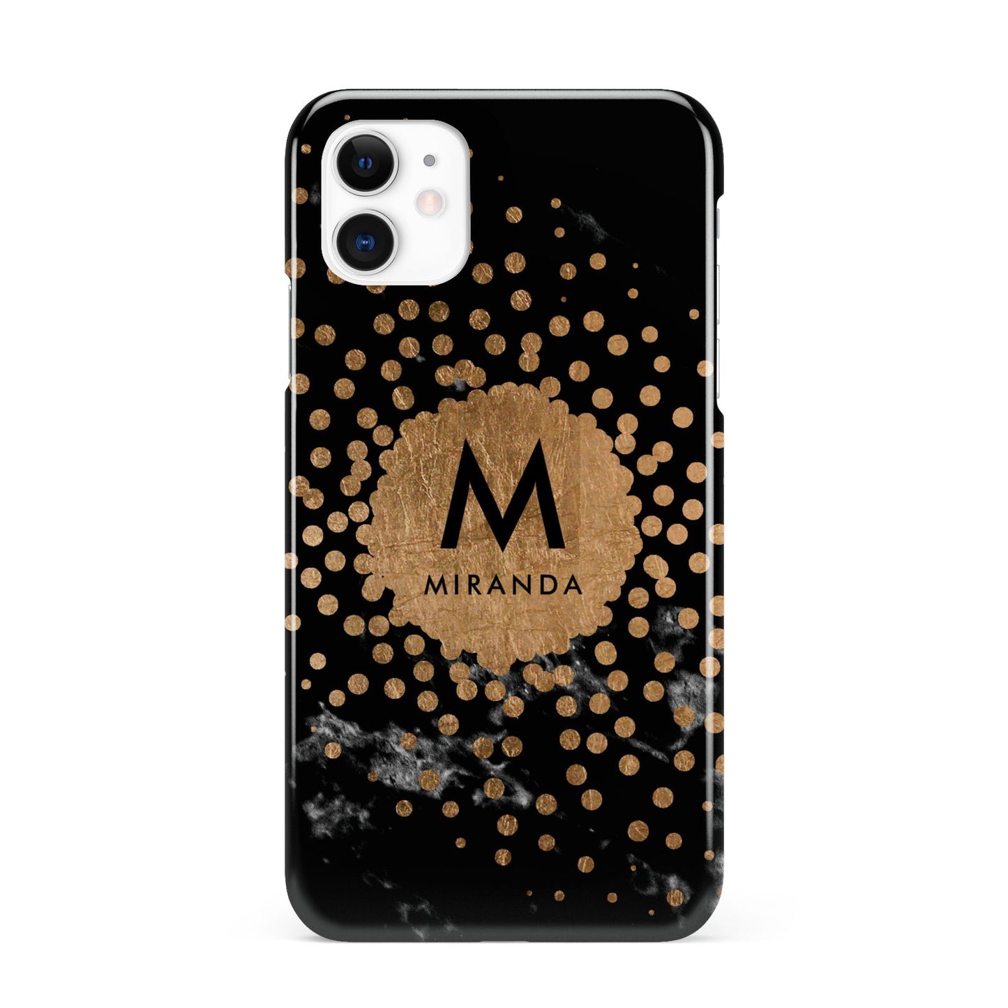 Personalised Copper Black Marble With Name iPhone 11 3D Snap Case