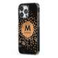Personalised Copper Black Marble With Name iPhone 13 Pro Black Impact Case Side Angle on Silver phone