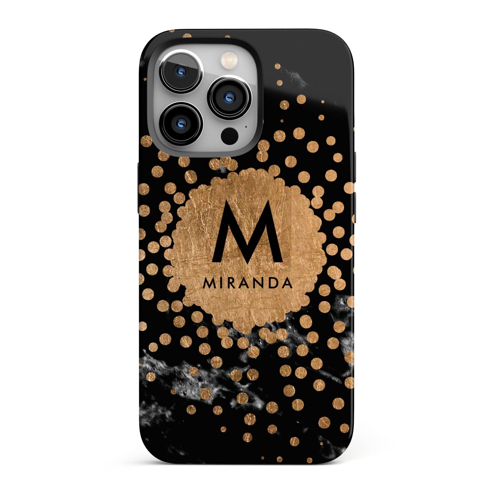 Personalised Copper Black Marble With Name iPhone 13 Pro Full Wrap 3D Tough Case