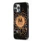 Personalised Copper Black Marble With Name iPhone 13 Pro Max Black Impact Case Side Angle on Silver phone