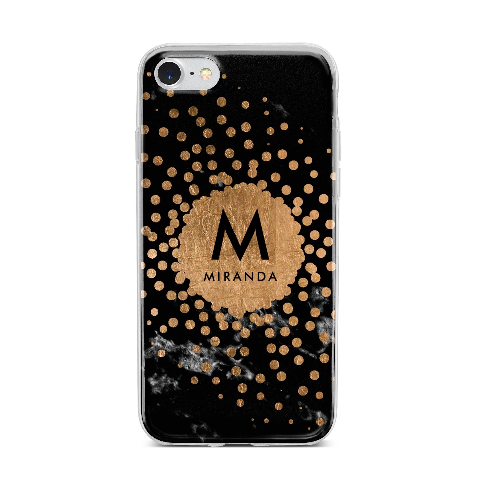 Personalised Copper Black Marble With Name iPhone 7 Bumper Case on Silver iPhone