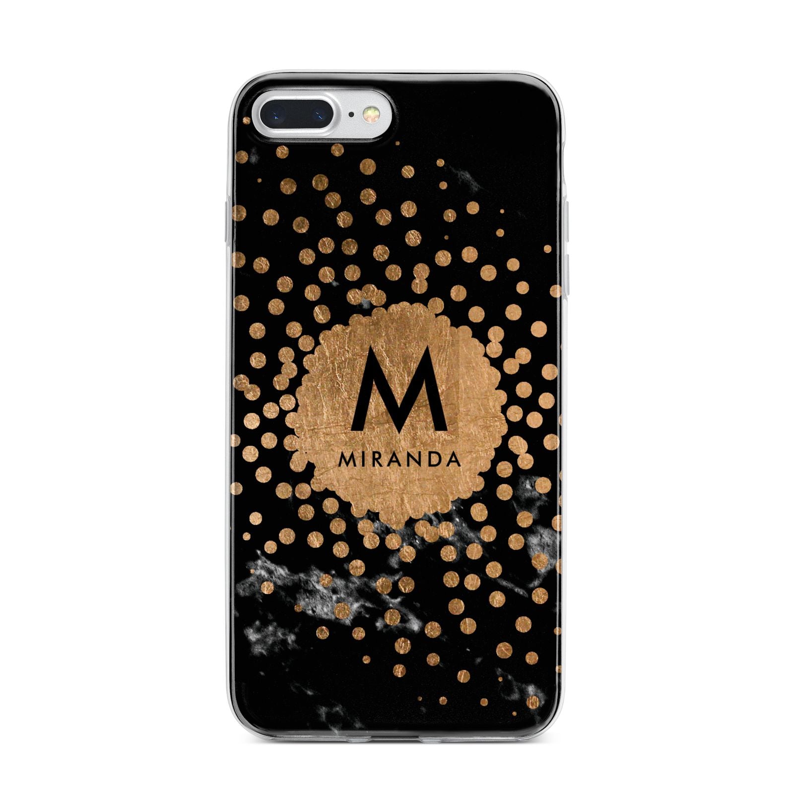 Personalised Copper Black Marble With Name iPhone 7 Plus Bumper Case on Silver iPhone
