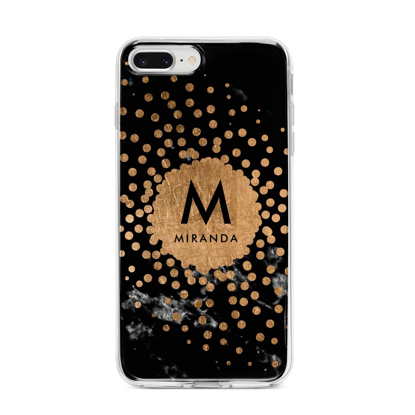 Personalised Copper Black Marble With Name iPhone 8 Plus Bumper Case on Silver iPhone