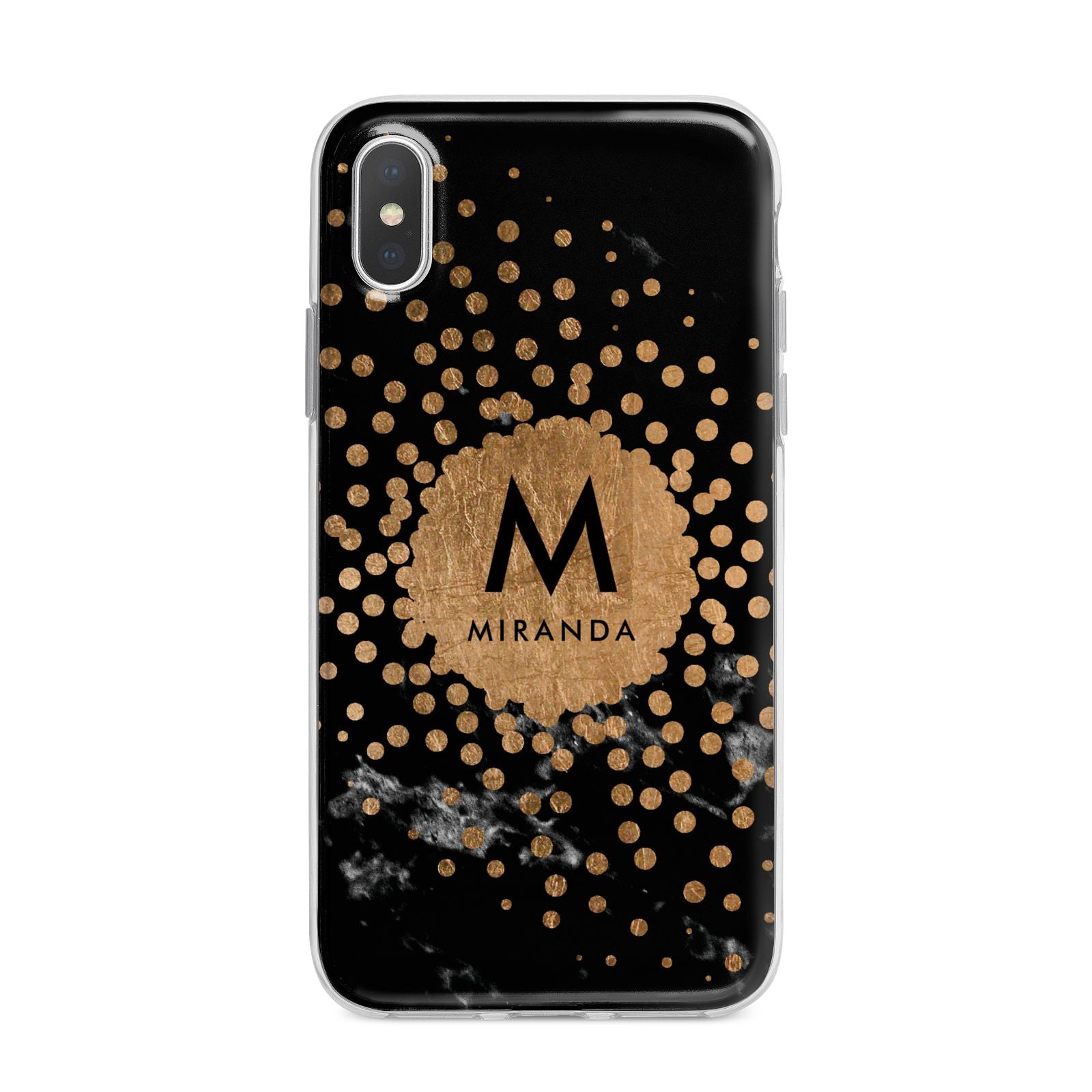 Personalised Copper Black Marble With Name iPhone X Bumper Case on Silver iPhone Alternative Image 1
