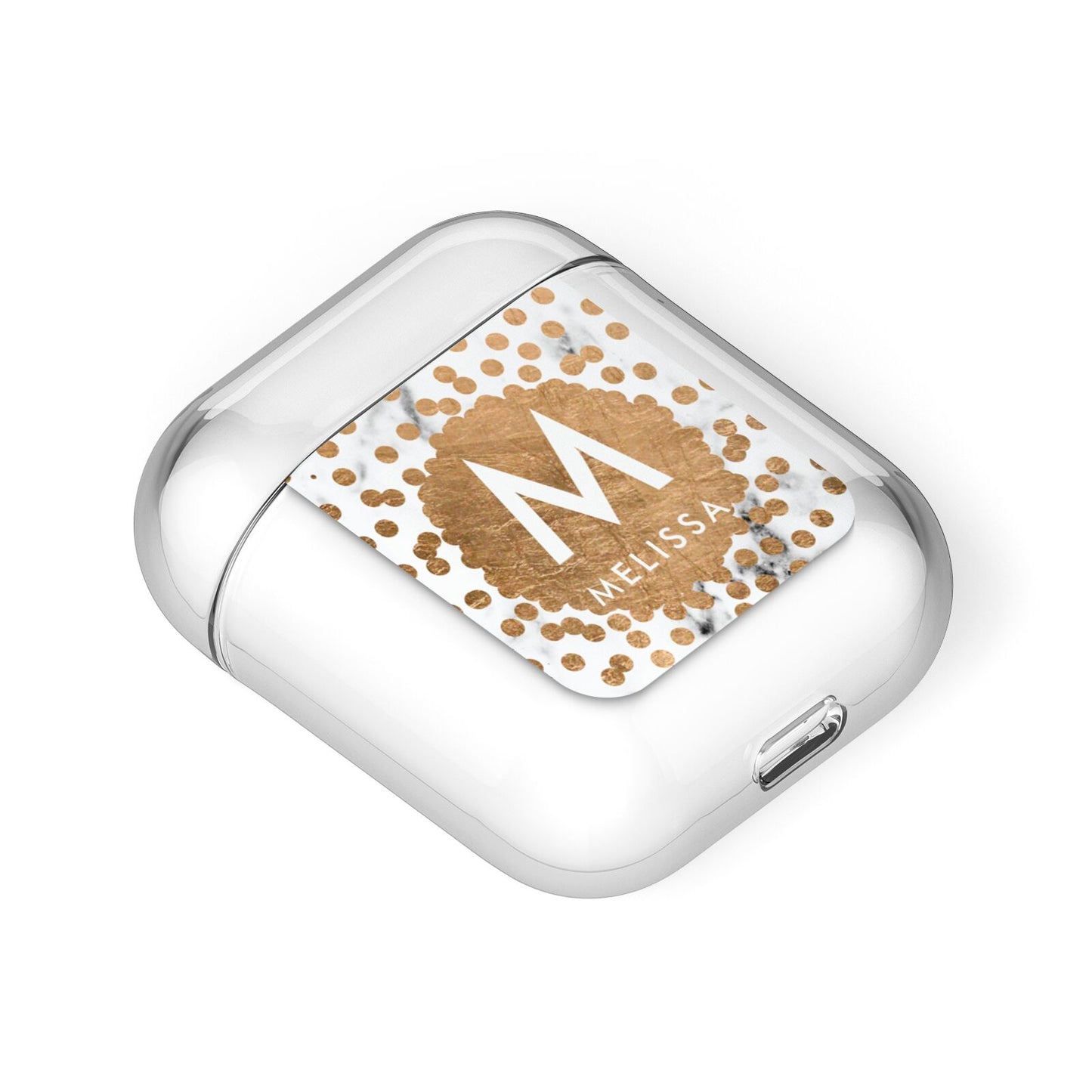 Personalised Copper Confetti Marble Name AirPods Case Laid Flat