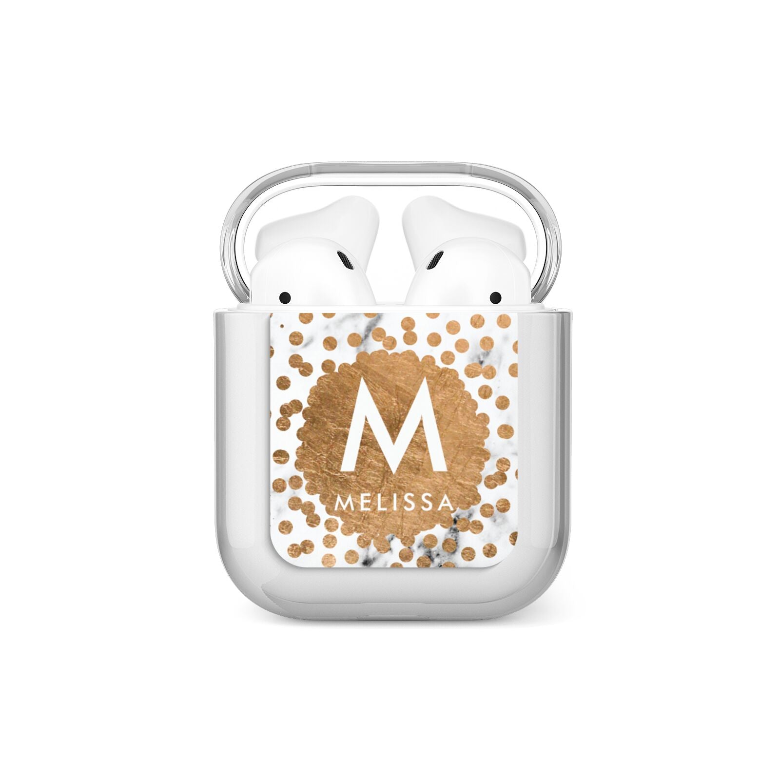 Personalised Copper Confetti Marble Name AirPods Case