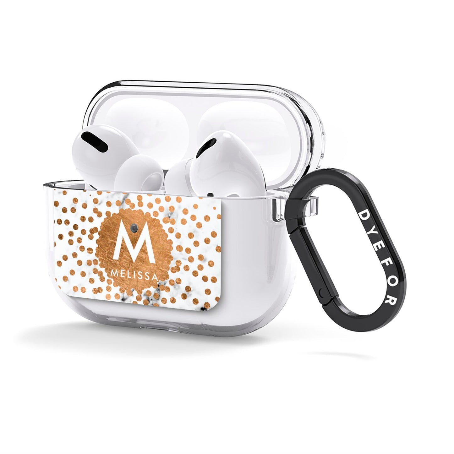 Personalised Copper Confetti Marble Name AirPods Clear Case 3rd Gen Side Image