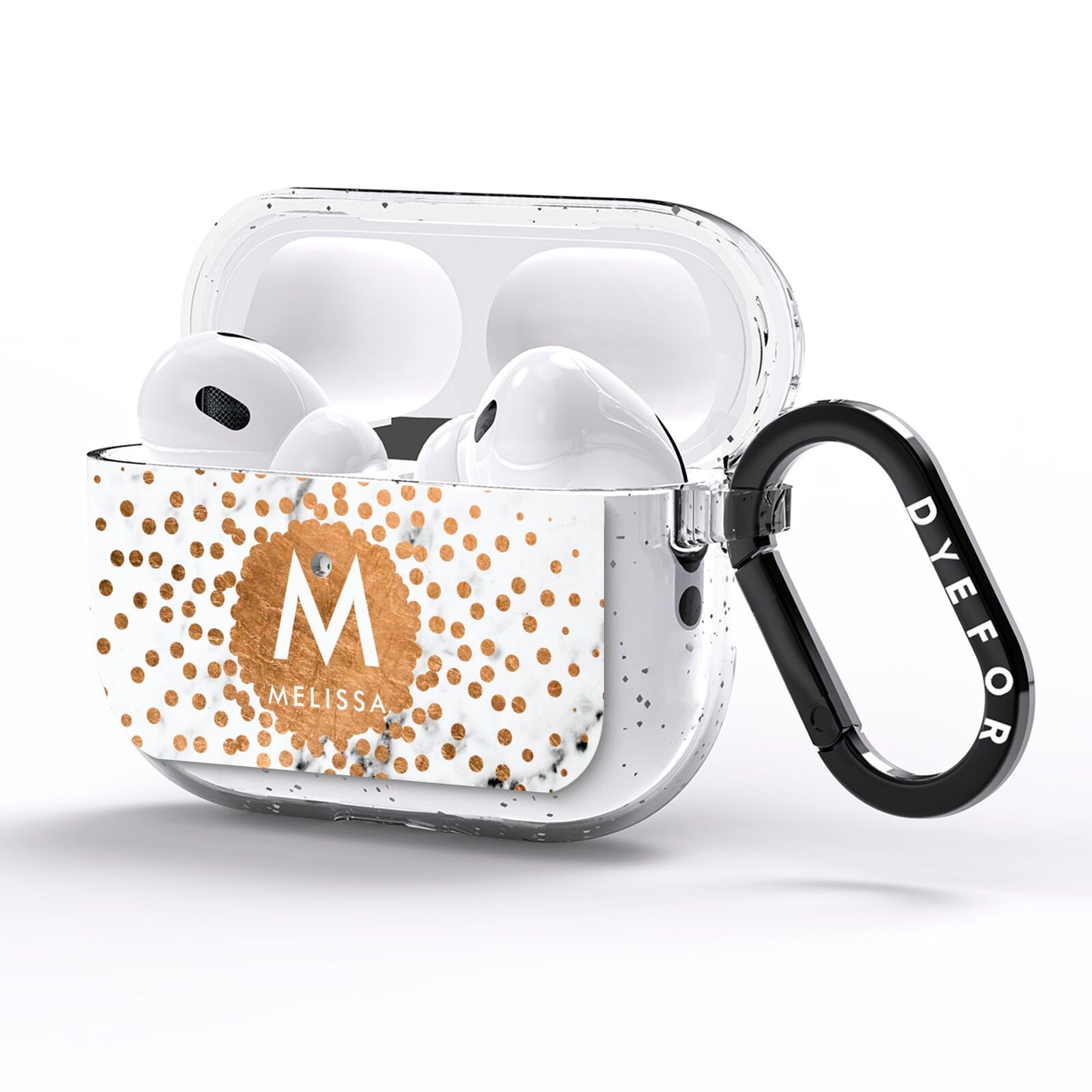 Personalised Copper Confetti Marble Name AirPods Pro Glitter Case Side Image
